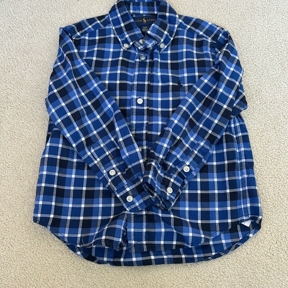 Ralph Lauren boy size 3/3T blue long sleeve button-down - Picture 2 of 6